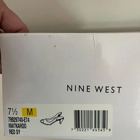 Nine West Glossy Red Peep-Toe Heels - Picture 6 of 6